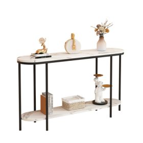 [Same Model Code: 40085878]Console Table 2 Tier Narrow Entryway Table With Storage Shelves Faux Marble Narrow Table For Living Bedroom Hallway Of (Option: defaulttitle)