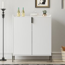 2 Doors Home Wine Bar Cabinet With Wine Rack & Adjustable Storage Shelf, Modern Sideboard With Soft-closing Hinge, Dinning Room Buffet Cabinet, L (Option: White)
