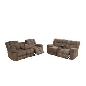 Pickup Only--Brown Stripe Fabric Living Room Recliner Intelligent 3-Piece Sofa Set (Option: 2PCS   L.S)