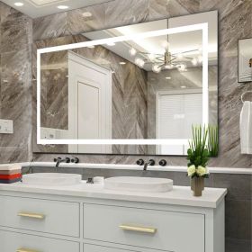 60  X 32  LED Bathroom Mirror With Anti-Fog And Touch Sensor - Modern Frameless Lighted Wall Mirror For Bathroom Vanity, Shower Room, Or Dressing (Option: Default)
