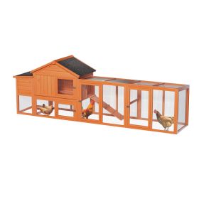 113.5 Large Wooden Chicken Coop Outdoor Hen House With Run, Waterproof Roof & Nesting Box, Secure Lock, Removable Tray, Ramp & Perch For 2-4 Chic (Option: Natural)