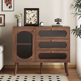 Accent Cabinet With 3 Drawers And Door, Wooden Storage Cabinet With Shelves, Sideboard For Living Room, Entryway, Natural (Option: Natural)