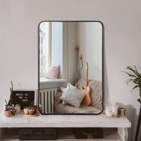 24x32 Inch Black Metal Framed Rectangular Bathrrom Mirror For Wall. W2203135016 (Option: Black)