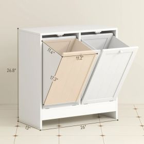 Kleankin Tilt-out Laundry Storage Cabinet With 2 Compartment Hampers, White (Option: White)