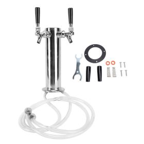 Dual Tap Beer Kegerator Tower Stainless Steel Draft Beer Tower Dispenser Kit For Party Bar Pub Restaurant (Option: Default)