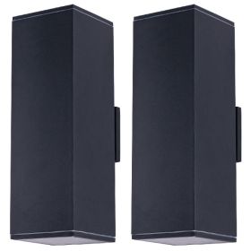 Mirrea Modern Outdoor Porch Light Patio Light In 2 Lights With Aluminum Rectangular Tube And Tempered Glass Cover Waterproof Wall Sconce 2 Pack (Option: Default)
