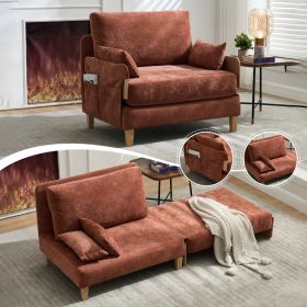 Foldable Sofa Bed Recliner, 3-in-1 Convertible Sleeper, Mid-century Modern Decor, Suitable For Small Spaces, With Three Pillows, Can Be Placed In (Option: Orange)