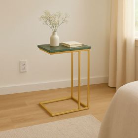 Marble  C  Table For Living Room Set Of 1 With Metal Frame-24 Inch Height (Option: Green)