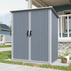 5x3FT Outdoor Storage Shed Waterproof Resin Cabinet With Lockable Doors For Bikes And Patio Furniture (Option: Gray)