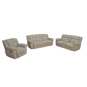 Pickup Only--Beige Corduroy 3-Piece Living Room Recliner Sofa Set (Option: GS5024.3PCS .C.L.S)