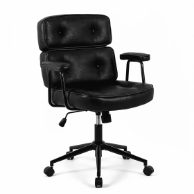 Ergonomic Home Office Desks And Chairs, Computer Chairs With Lumbar Support, Adjustable Height And Rotating Wheels (Option: Black)