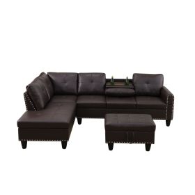 Only Self Pickup--Brown Faux Leather Synthetic Leather 3-Piece Sofa Set (Option: F09916A  3PCS  S.C.O)