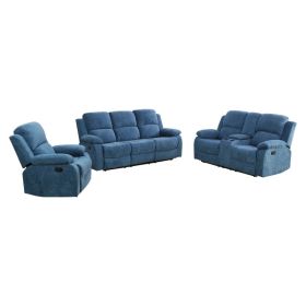 Pickup Only--Light Blue Fluffy Fabric 3-Piece Couch Living Room Sofa Set (Option: GS2885  3PCS    C.S.L)