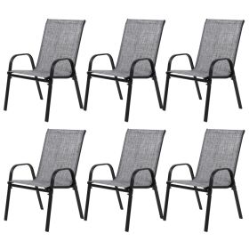 6 Piece Patio Chairs, Outdoor Camping Chairs With Breathable Textilene Fabric, Set Of 2 Garden Chairs With Armrest High Backrest For Garden Patio (Option: grey)