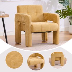 Modern Minimalist Casual Single Armchair Living Room, Bedroom, Office Area Upholstered Chair Comfortable Padded Armchair Nordic Style Casual Seat (Option: Mustard yellow)