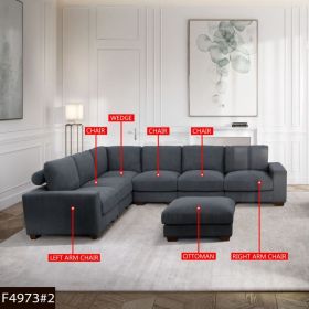 Pickup Only--Dark Grey Corduroy 7-Piece Living Room Sofa Set (Option: 7PCSF4973   7PCS)