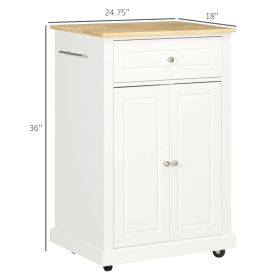 Rolling Kitchen Island Cart, Portable Serving Trolley Table with Drawer, Adjustable Shelf and 2 Towel Racks, Cream White (Option: Cream White)