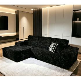 Boneless Couches For Living Room, Grenn Cloud Sectional Couches With Chaise, Deep Seat L Shaped Modular Sofa, No Assembly Required Sofas In A Box (Option: Black)
