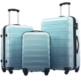 Hardshell Luggage Sets 3 Piece Gradient Color Expandable Suitcase With Spinner Wheels And TSA Lock Lightweight 20 24 28 Available,Gradient Blue (Option: BlueMulti)
