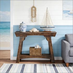 2-Tier Hall Table,Entryway Table,Console Table (Option: Rustic Brown)