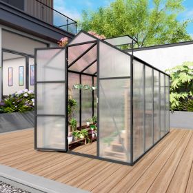Newly Marketed Gain Height Windproofaluminum Greenhouse 6x10 FT Polycarbonate Greenhouse Raised Base And Anchor Aluminum Heavy Duty Walk-in Green (Option: Black)