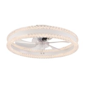 20 Luxury Double Ring LED Ceiling Fan With Light  Modern Flush Mount Design, Hidden Blades, Dimmable Lighting & Remote Control, Low Profile Silen (Option: Default)