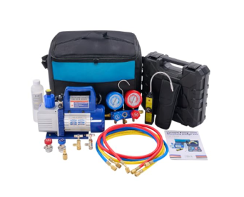 110V 1-3 4CFM Vacuum Kit With R134a Manifold Gauge & Leak Detector (Option: Blue)