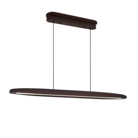 51-inch Streamline Wooden LED Pendant Light With Remote Control, Adjustable Hanging Light For Dining Room, Kitchen, Living Room  Contemporary Wal (Option: Default)