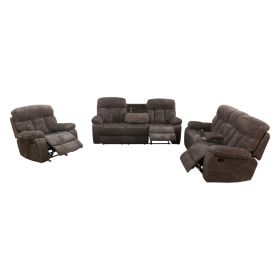 Pickup Only--Brown Cashmere Fleece Living Room Recliner Intelligent 3-Piece Sofa Set (Option: GS51323PCS  C.L.S)