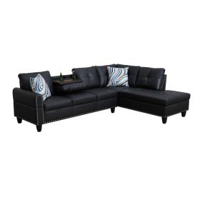 Pickup Only--Black Faux Leather Synthetic Leather 3-Piece Sofa Set (Option: F09912B2PCS  S.C)