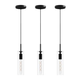 3 Pack Black Pendant Lights Kitchen Island  No Bulbs  Adjustable Modern Glass Pendant Light Over Island, Industrial Pendant Light Fixtures For Di (Option: Default)