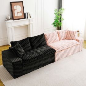 Luxury Color-Block Turtle Velvet Multifunctional Sofa - Arrangeable In Single Row, Side-by-Side Or Facing Each Other, Stylish Living Room Furnitu (Option: Pink Black)