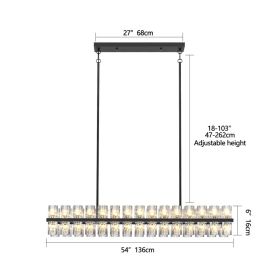 Rectangular Luxurious Crystal Chandelier For Living Room & Dining Room, Black Frame With K9 Crystals (Option: Default)