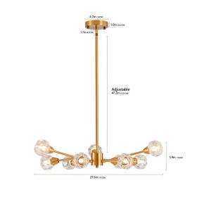 28 Modern Crystal Chandeliers, 9 Lights Golden Chandelier For Living Room Bedroom, Dining Room Chandelier Over Table, Kitchen Light Fixtures Bulb (Option: Default)