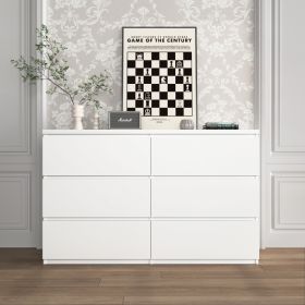6 Drawer Storage Cabinet ,Dresser, Wood Storage Tower Clothes Organizer, Wide Chest Of 6 Drawers, Large Storage Space For Bedroom, Hallway, Entry (Option: White)