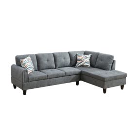 Pickup Only--Dark Grey Faux Leather 3-Piece Living Room Sofa Set (Option: F09725B2PCS  C.S)
