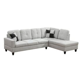 Pickup Only--Light Grey Flannel 3-Piece Couch Living Room Sofa Set (Option: F121B.2PCS .C.S)