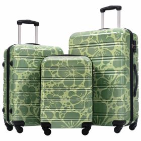 Hardshell Luggage Sets 3 Pcs Spinner Suitcase With TSA Lock Lightweight-20-24-28 Luggages (Option: Green)