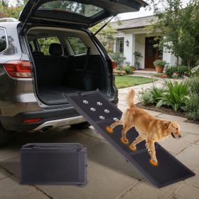 Dog Ramp For Car 71x16 Foldable Dog Ramps For Large Dogs With Non-Slip Surface, Portable Pet Stair Ramp For Truck & SUV (Option: Black)