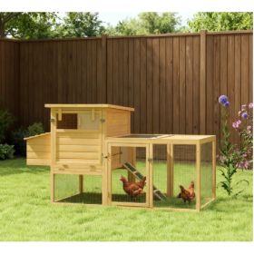 Wooden Chicken Coop With Nesting Box, Removable Tray, Ramp Run,  Natural Wood (Option: Natural Wood)