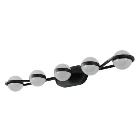 NEW SKU W1340P206793  35  Modern Minimalist Bathroom Vanity Light, LED 5 Bulb Crystal Sand Acrylic Shades, Wall Mounted Decorative Lighting Fixtu (Option: Default)