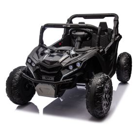 24V Two-Seater Kids Ride On UTV W Parents Remote Control,Four-Wheel Suspension,Slow Start,Large Wheel Design,Anti-collision Bar,Storage Space,Mus (Option: Black)