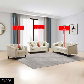 Pickup Only--White Microfiber 3-Piece Couch Living Room Sofa Set (Option: F4905)