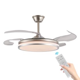 42 Inch 2 Tiers Design Modern LED Ceiling Fan With Light And Remote Control, Retractable Blades, Adjustable 6 Speed, Silent Operation DC Motor Fo (Option: Default)