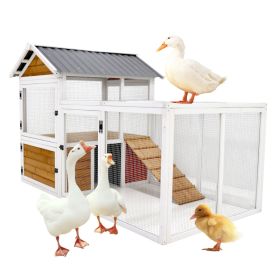 77 Large Outdoor Chicken Coop Wooden Chicken Coop, Duck Coop With Nest Box, Bird Cage, Rabbit Cage - Waterproof PVC Board  Yellow Brown  Gradient (Option: Yellow Brown)