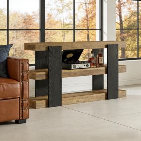 Versatile Side Table,Console Table,3-Tier Sofa Table,Entryway Table (Option: Black Brown)