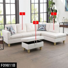 Pickup Only--66.5  White Flannel 3-Piece Living Room Sofa Set (Option: 3PCS  SCO)