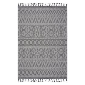 Guros  6X9 Grey  White  Geometric Indoor  Outdoor Area Rug (Option: Grey white)