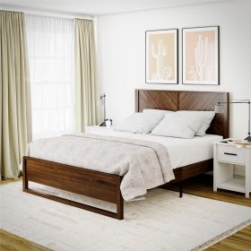 Archer Wood Bed Frame With Headboard (Option: Brown)