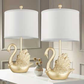 Two-piece Set Of Table Lamps Golden Brass Swan Table Lamps With LED Bulbs. These Modern-designed, Stylish Table Lamps Are A Perfect Fit For The D (Option: Golden)
